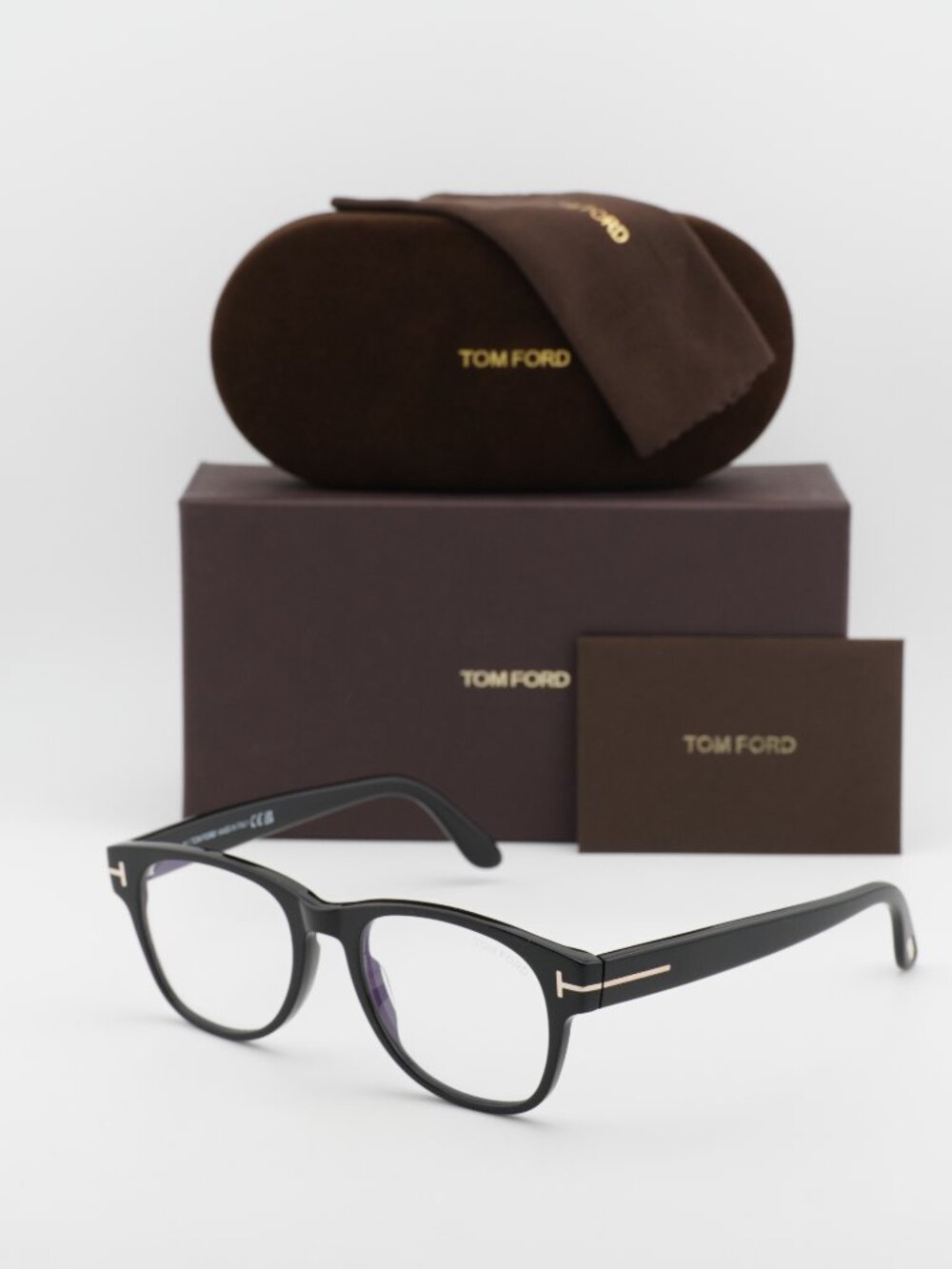 Tom Ford FT5898-B 001 Square Eyeglasses 52mm -  Shiny Black